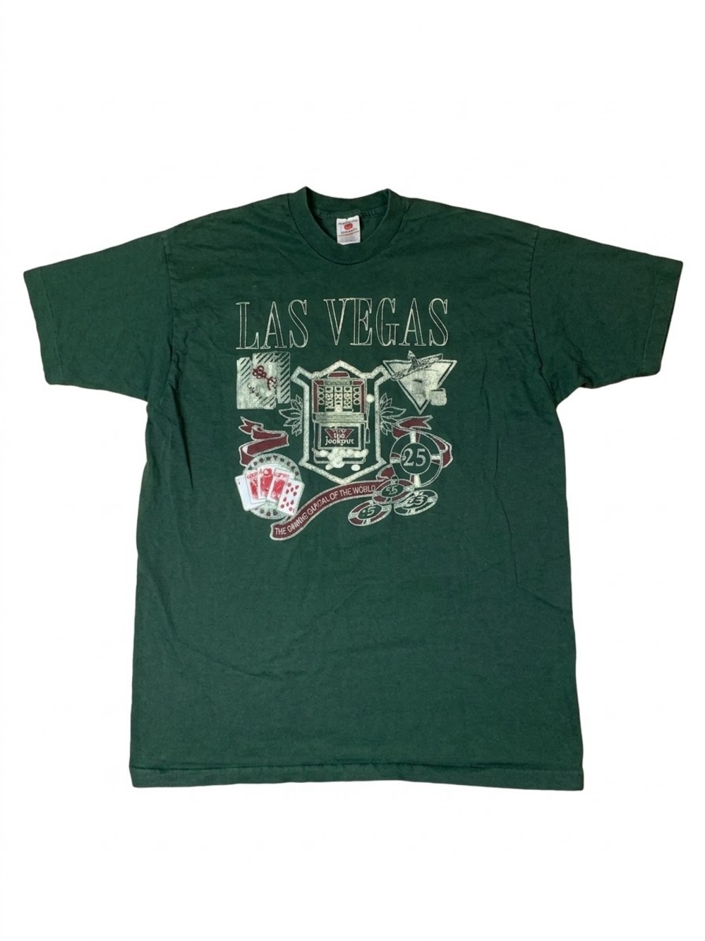 Vintage 90s Las Vegas Single Stitch Graphic Tee XXL Made in USA Green